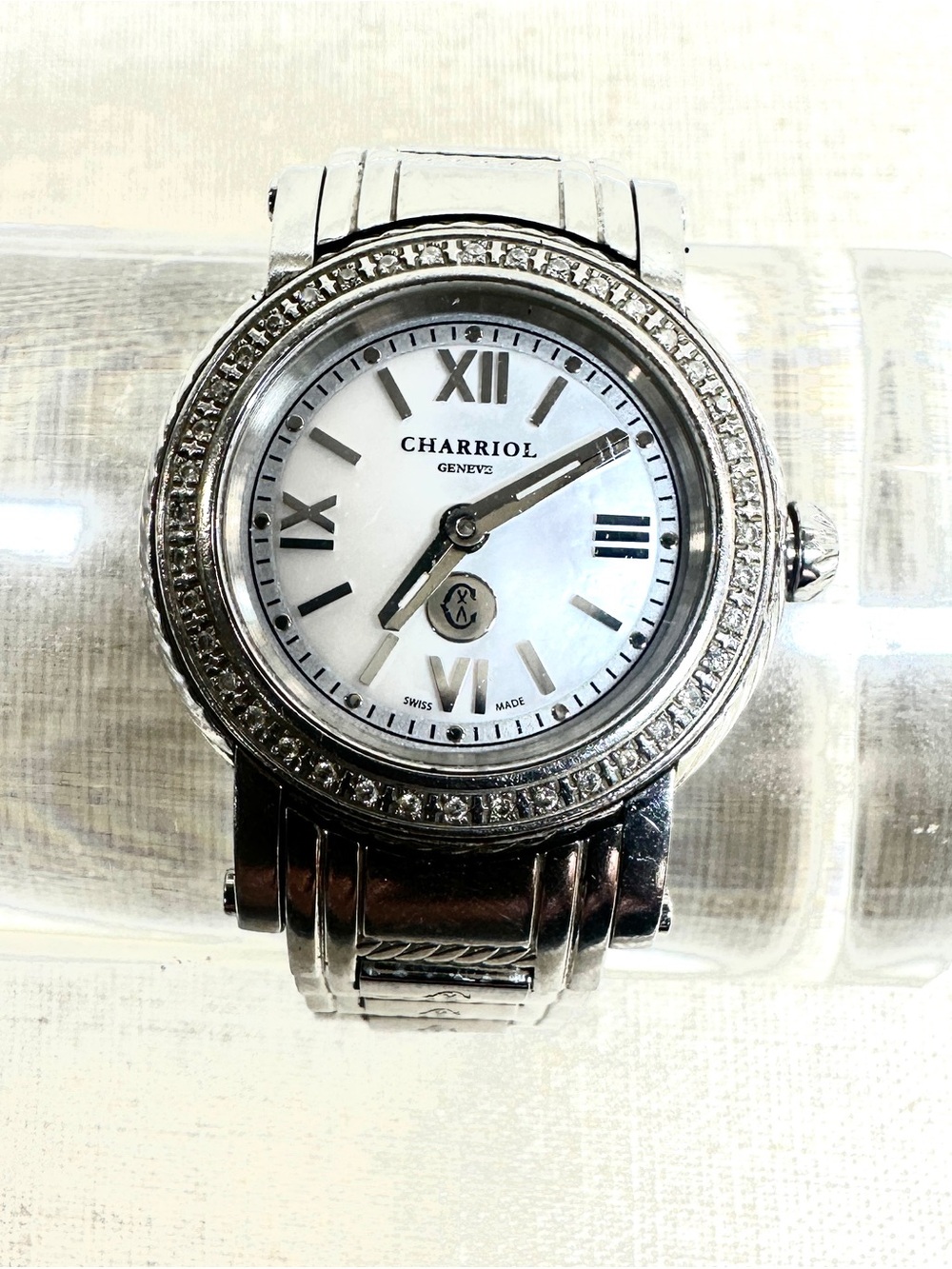 Charriol Parisii P28 womenStainless Watch with mother of Pearl and Diamond Bezel